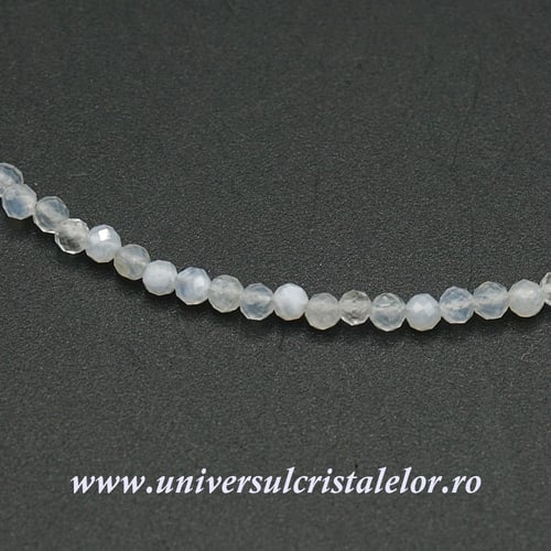 Colier agat albastru dantela rotund fatetat - 2,5mm