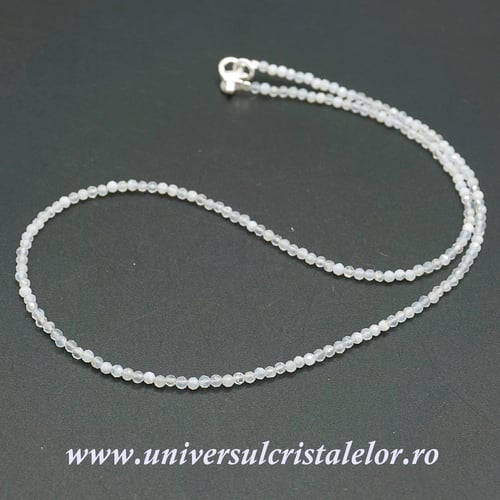 Colier agat albastru dantela rotund fatetat - 2,5mm