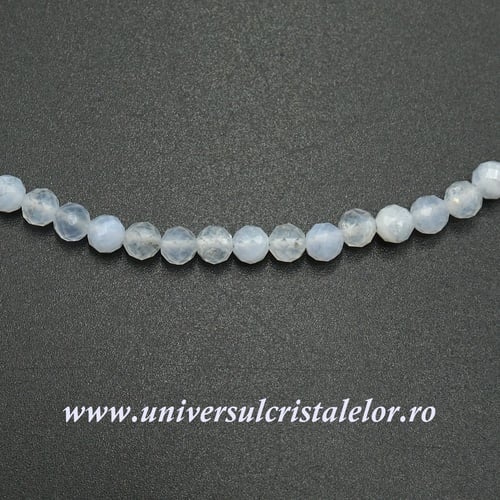 Colier agat albastru dantela rotund fatetat - 4,5mm