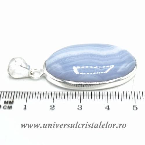 Pandantiv agat albastru dantela 