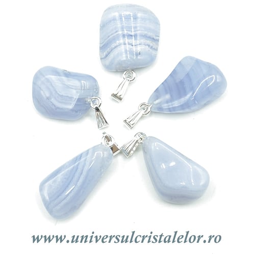 Pandantiv agat albastru dantela