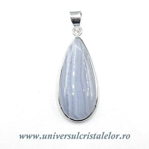 Pandantiv agat albastru dantela