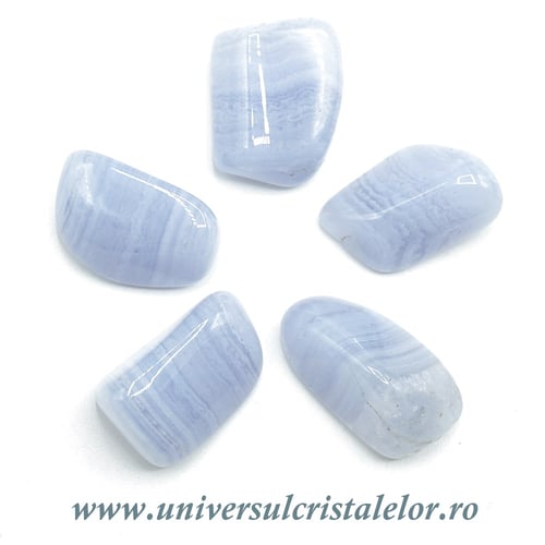 Agat albastru dantela piatra rulata