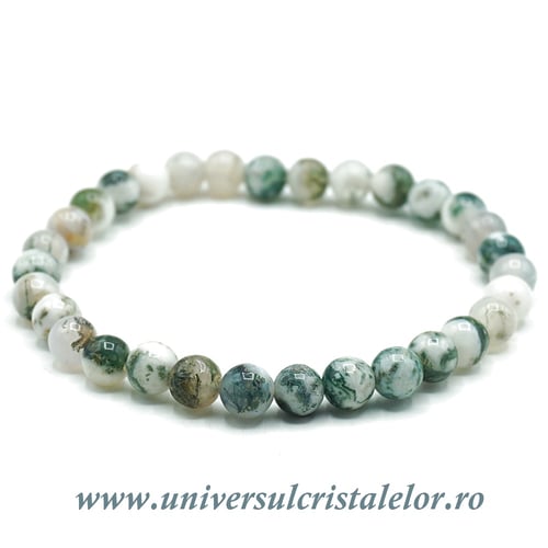 Bratara agat copac rotund - 6 mm