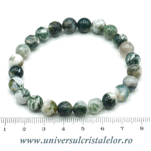 Bratara agat copac rotund - 8 mm