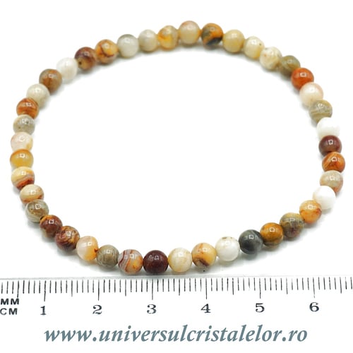 Bratara agat galben rotund - 4 mm