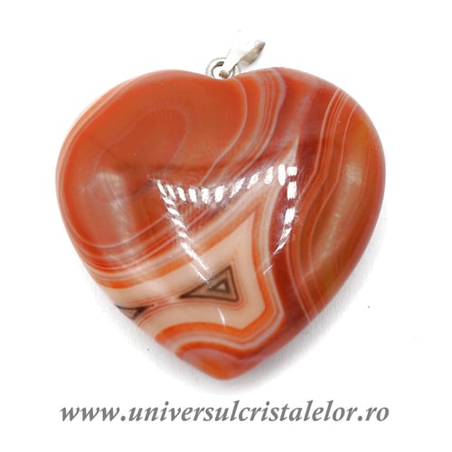 Pandantiv agat rosu inima