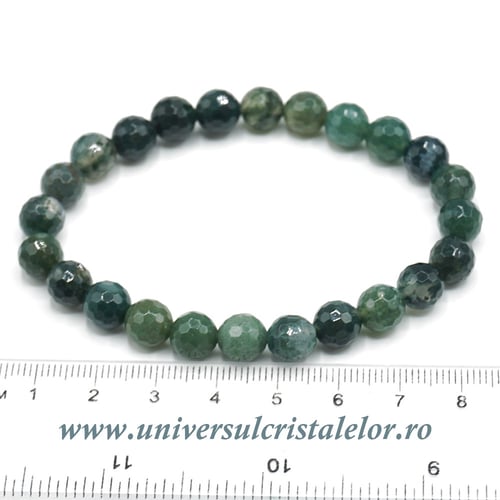 Bratara agat muschi rotund fatetat - 8 mm