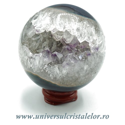 Sfera agat cu ametist unicat m02