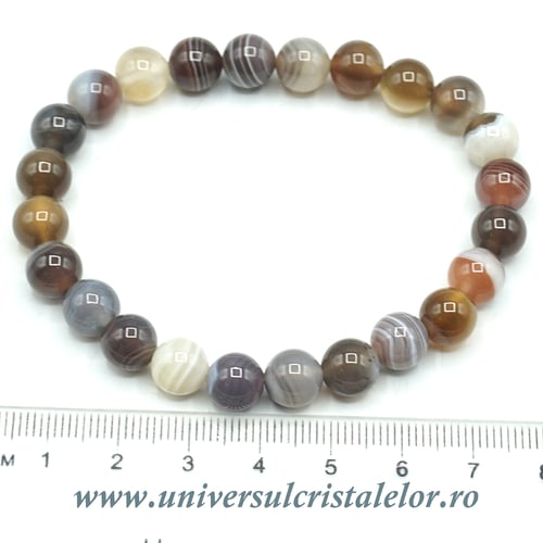 Bratara Agat de Botswana rotund - 8 mm