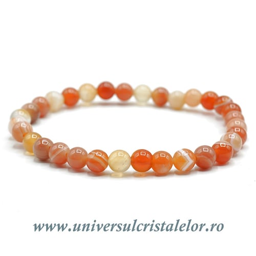 Bratara Agat de Botswana roz rotund - 6 mm