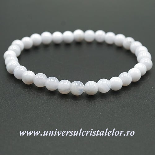 Bratara agat albastru dantela rotund - 6 mm