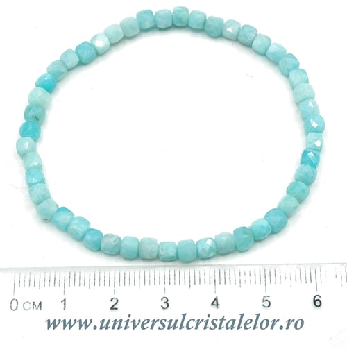 Bratara amazonit cub fatetat pe elastic - 4 mm