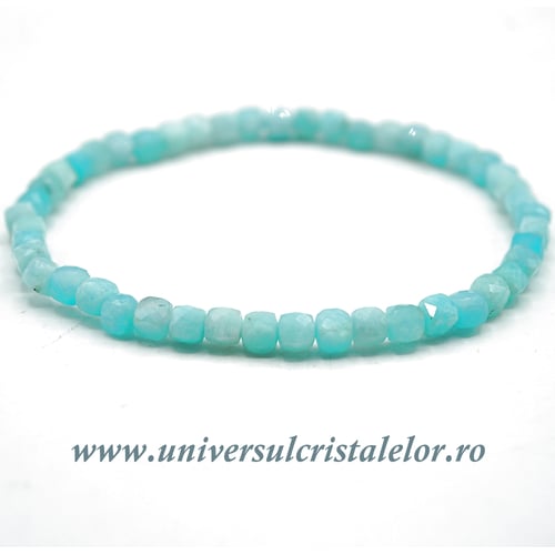 Bratara amazonit cub fatetat pe elastic - 4 mm