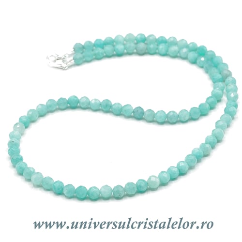 Colier amazonit rotund fatetat - 5 mm
