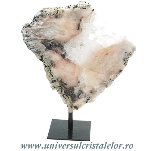 Ametist roz pe suport de metal mineral unicat m08