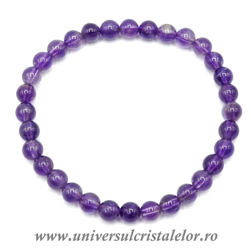 Bratara ametist rotund - 6 mm