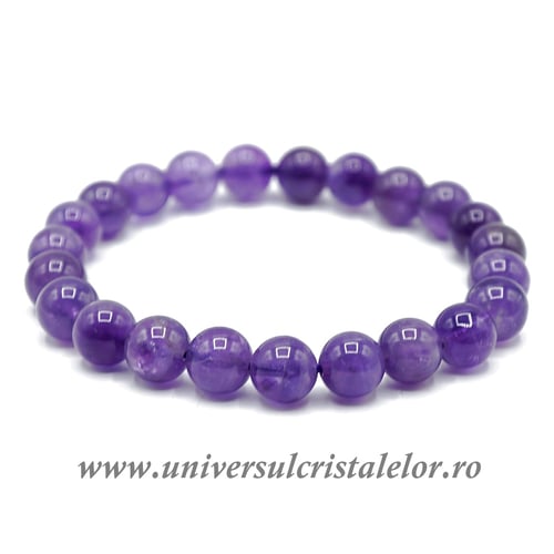 Bratara ametist rotund - 8 mm