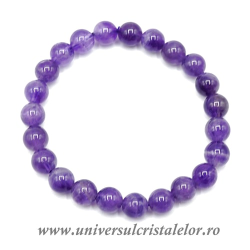 Bratara ametist rotund - 8 mm