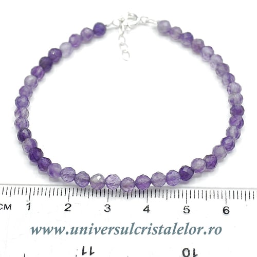 Bratara ametist rotund fatetat - 4,1 mm