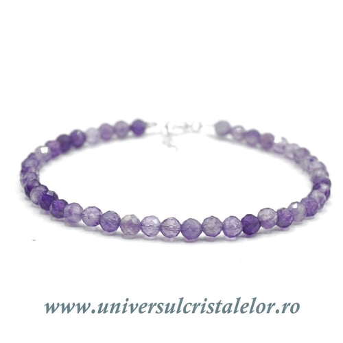 Bratara ametist rotund fatetat - 4,1 mm