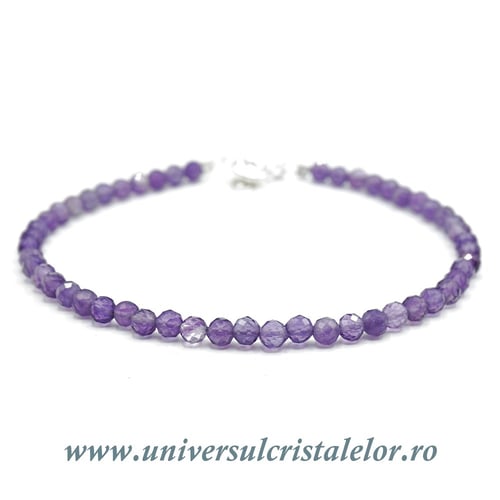 Bratara ametist rotund fatetat - 3,5 mm