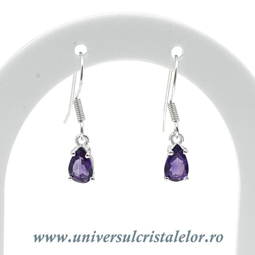 Cercei ametist lacrima fatetat -6/8 mm