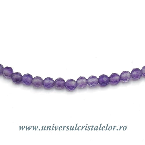 Colier ametist rotund fatetat - 3,2 mm