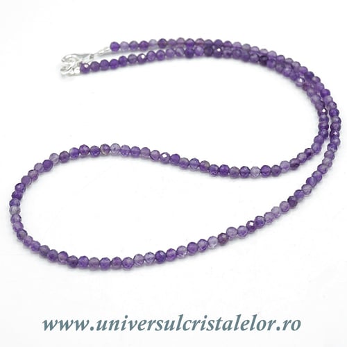 Colier ametist rotund fatetat - 3,2 mm