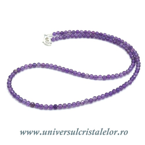Colier ametist rotund fatetat - 3,6 mm