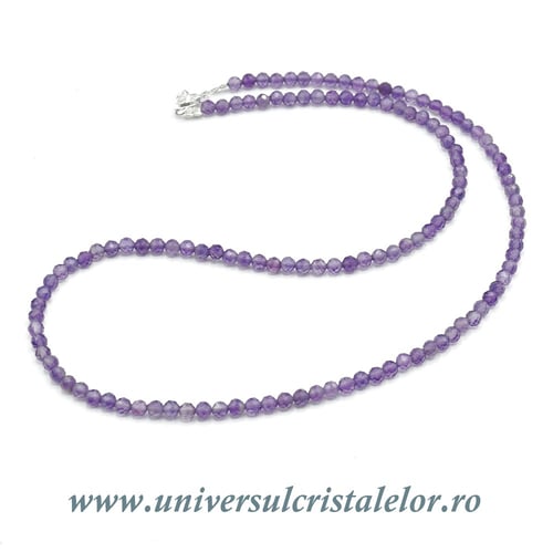 Colier ametist rotund fatetat - 3,5mm
