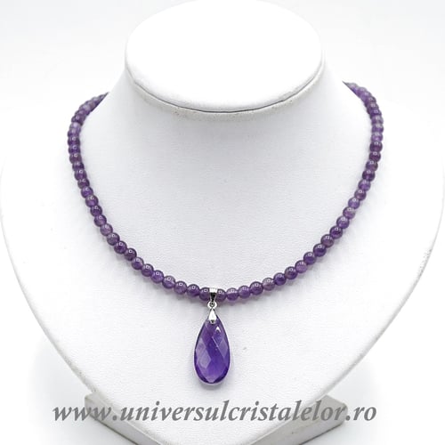 Colier cu pandantiv ametist lacrima