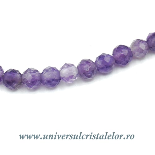 Colier ametist rotund fatetat - 2,5 mm