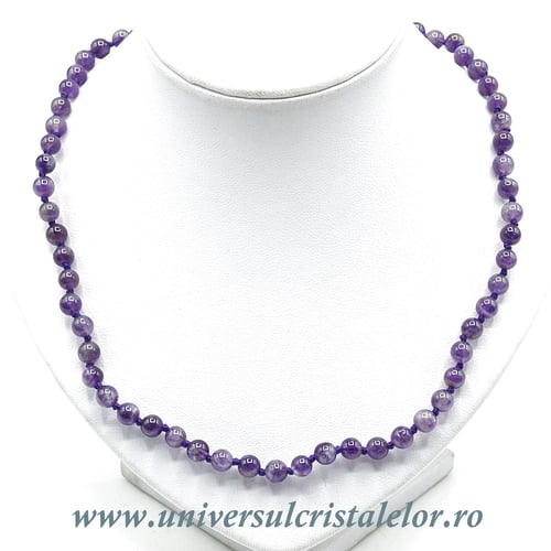 Colier ametist rotund - 6 mm