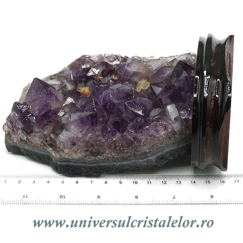 Ametist pe suport de lemn mineral unicat m03