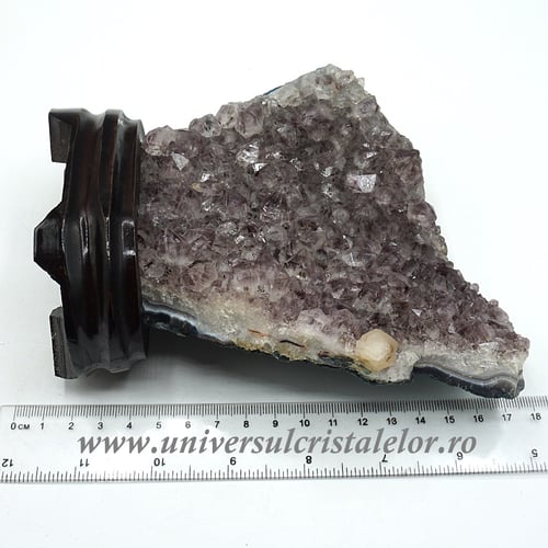 Ametist pe suport de lemn mineral unicat m01