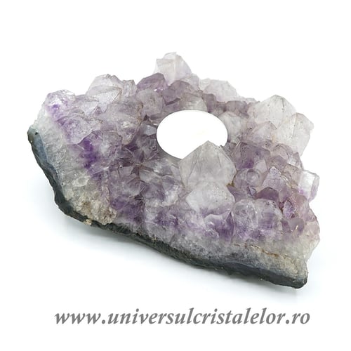 Suport lumanare ametist mineral unicat m02