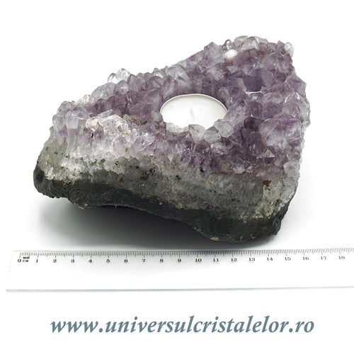 Suport lumanare ametist mineral unicat m01