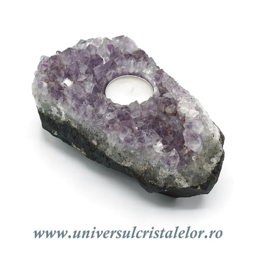 Suport lumanare ametist mineral unicat m01