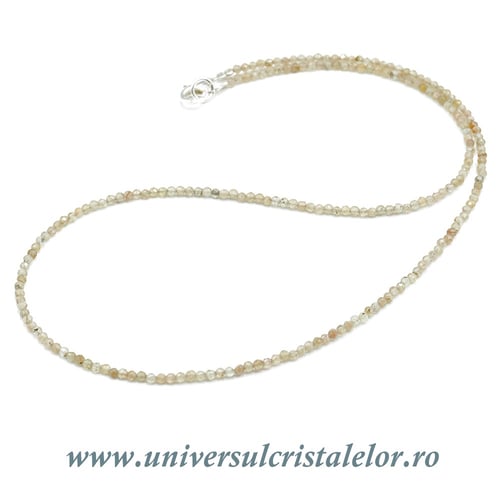 Colier apatit galben rotund fatetat - 2 mm