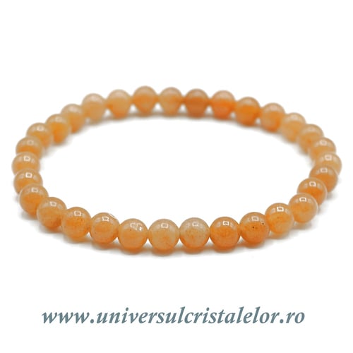 Bratara aventurin portocaliu rotund - 6 mm
