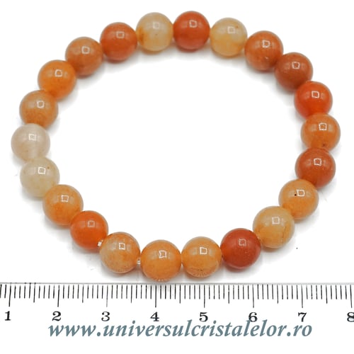 Bratara aventurin portocaliu rotund - 8 mm