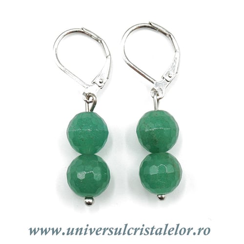 Cercei aventurin rotund fatetat- 8 mm