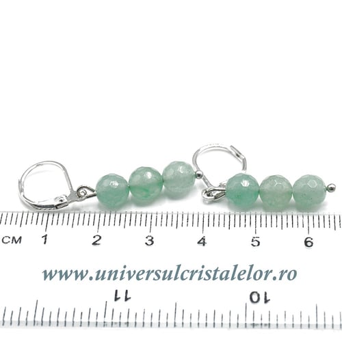 Cercei aventurin rotund fatetat- 6 mm