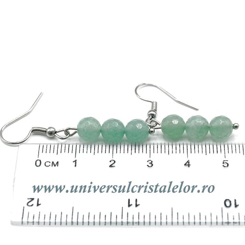 Cercei aventurin rotund fatetat- 6 mm