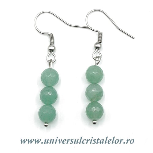 Cercei aventurin rotund fatetat- 6 mm