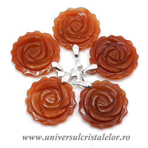 Pandantiv aventurin rosu floare