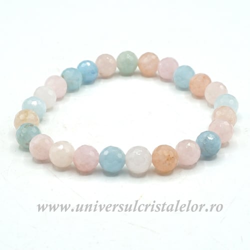 Bratara mixt beril rotund fatetat - 8 mm