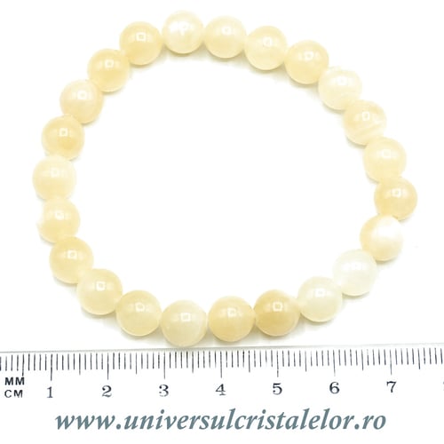 Bratara calcit galben rotund - 8 mm