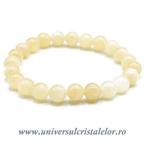 Bratara calcit galben rotund - 8 mm